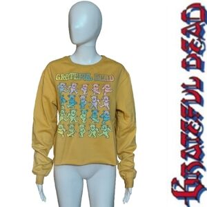 Grateful Dead Dancing Bears Graphic Cropped Sweatshirt In Honey Gold